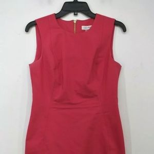 Calvin Klein Pink Crew Neck Sleeveless Back Zip Stretch Sheath Dress